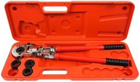 Cleste hidraulic manual pentru sertizare tevi PEX tip U 16-32 mm, cap rotativ 360°, manere telescopice, MaxRom - Img 3