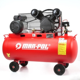 Compresor de aer 100L V2 MAR-POL M88415 – motor 2.2kW, transmisie pe curea, debit real 250 l/min, 8 bar, documentație completă