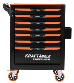 Dulap mobil pentru scule KraftDele KD1079 – cărucior atelier cu 7 sertare, blat metalic și raft lateral - Img 6