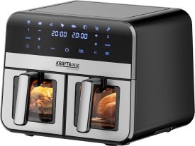 Friteuză cu aer cald KraftDele KD4179, 9L, 2500W, cu 2 compartimente de 4,5L, panou LCD și funcție SYNC