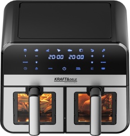 Friteuză cu aer cald KraftDele KD4179, 9L, 2500W, cu 2 compartimente de 4,5L, panou LCD și funcție SYNC - Img 7