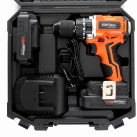 Mașină de găurit și înșurubat cu percuție fără perii 20V KraftDele KD1728, 60 Nm, 2 acumulatori și valiză - Img 2