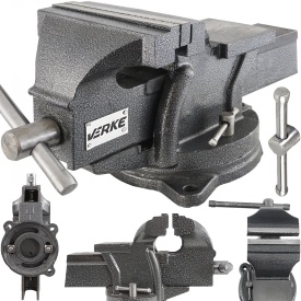 Menghină de banc rotativă cu nicovală 200 mm, corp din fontă, pentru atelier mecanic și lucrări de fixare precise, MaxRom - Img 1