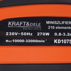 Mini polizor multifuncțional KraftDele 270W cu 210 accesorii, turație variabilă 8000-35000 rpm, model KD10753 - Img 10