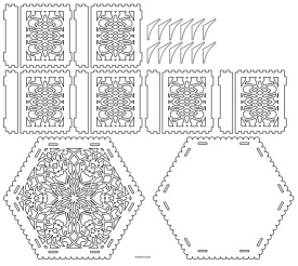 Model Cutie de cadou tip hexagon Decupaj Cut Laser – Kraft&Dele