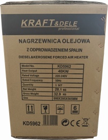 Nagrzewnică cu motorină 40 kW KraftDele KD5962, încălzire directă pentru hală, atelier, depozit și șantier - Img 12