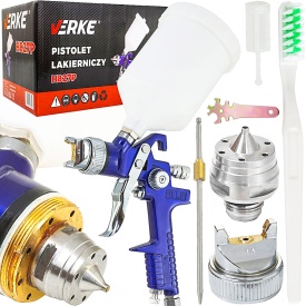 Pistol de vopsit pneumatic HVLP VERKE H-827P, duză 1,8 mm, rezervor 600 ml, pentru lucrări de vopsire precise și uniforme
