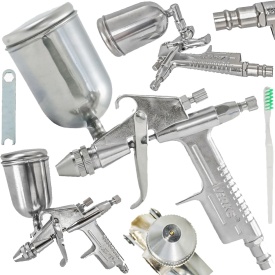 Pistol de vopsit pneumatic HVLP VERKE K-3, duză 0,5 mm, rezervor 200 ml, pentru finisaje și retușuri precise