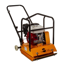 Placă compactoare 100kg MAR-POL C100 OHV M79519 – motor 4.17 CP, forță 15kN, adâncime 30cm, roți transport și mâner pliabil
