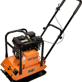 Placă compactoare pe benzină KraftDele KD1196, 7 CP, cu covor din cauciuc și roți transport, pentru pavaj, sol și lucrări de compactare