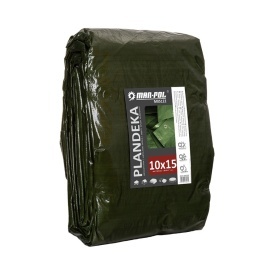 Prelată acoperire verde Mar-Pol 10x15 m, 120 g/m², cu inele metalice și colțuri întărite pentru protecție exterioară - Img 1