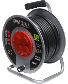 Prelungitor electric pe tambur KraftDele KD4022, 50 m, 4 prize 230 V cu împământare, cablu 3x2,5 mm, pentru grădină și atelier - Img 4