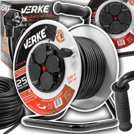 Prelungitor electric pe tambur metalic 25 m, 4 prize, cablu cupru 3x1,5 mm², protecție termică, MaxRom V70013 - Img 10
