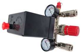 Presostat compresor 400V MaxRom cu 2 manometre, regulator și 2 cuple rapide, presiune reglabilă 3-12,5 bar - Img 6