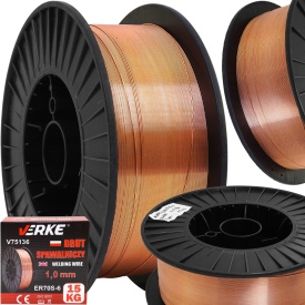 Sârmă de sudură cuprată MIG/MAG 1,0 mm, rolă 15 kg, pentru oțel nealiat și lucrări de caroserie, MaxRom V75136 - Img 1
