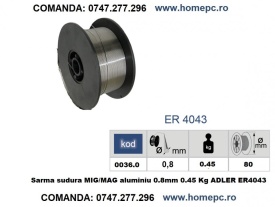 Sarma sudura MIG/MAG aluminiu 0.8mm 0.45 Kg ADLER ER4043 MA0036.0 – Kraft&Dele