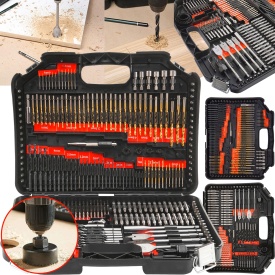 Set 246 piese de burghie și biți MaxRom în valiză, pentru lemn, metal și beton, cu accesorii complete de găurire și înșurubare