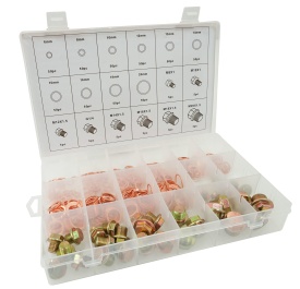 Set 534 bucăți saibe din cupru și dopuri de golire ulei MaxRom, organizator cu dimensiuni 6-20 mm pentru service auto - Img 2