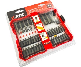 Set biți profesional Verke 42 piese, Torx, imbus și plați, din oțel crom-vanadiu, cu adaptor magnetic și cutie de depozitare - Img 7