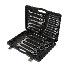 Set chei combinate fixe-inelare cu clichet Mar-Pol, 22 piese, 6-32 mm, capete articulate, în valiză din plastic