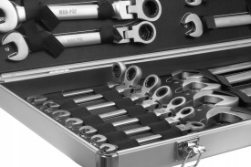 Set chei fixe-combinate cu clichet Mar-Pol 22 piese, 6-32 mm, chei îndoite din oțel CrV, în valiză - Img 4