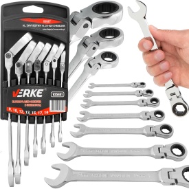 Set chei fixe inelare cu clichet, 7 piese, 8-19 mm, MaxRom, pentru service auto și lucrări de întreținere