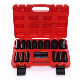 Set chei tubulare de impact 1/2 inch KraftDele KD10531, 16 piese hexagonale, în valiză de transport