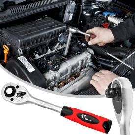 Set chei tubulare MaxRom 94 piese cu trusă de transport, clichet, prelungitoare și capete 1/4 și 1/2 pentru service auto și atelier - Img 8