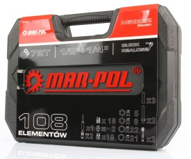 Set chei tubulare și biți Mar-Pol Professional 108 piese din oțel CrV, cu 2 clicheturi 1/2 și 1/4, în valiză - Img 3