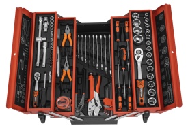 Set complet de scule KraftDele KD11358, 85 piese, în cutie metalică organizată pentru atelier, garaj și lucrări de montaj - Img 3
