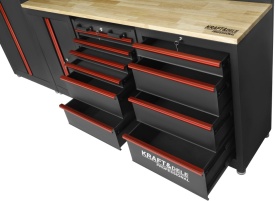 Set mobilier atelier profesional KraftDele KD5860 – banc de lucru cu dulapuri, panou perforat și sertare, 260 cm - Img 9