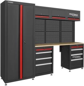 Set mobilier atelier profesional KraftDele KD5861 – banc de lucru cu dulapuri, sertare și panou perforat, 260 cm - Img 3