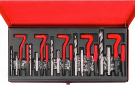 Set profesional pentru reparat filete 131 piese M5-M12 MaxRom, cu inserții filetate, burghie și tarozi HSS - Img 10