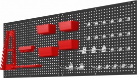 Tablă metalică perforată pentru scule KraftDele KD11897, 112x45 cm, cu 32 accesorii pentru organizare atelier și garaj - Img 7