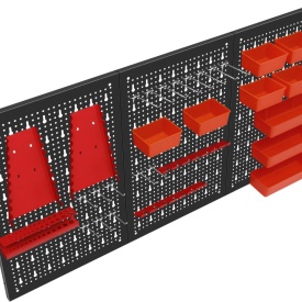 Tablică metalică pentru unelte KraftDele KD11898, 120 x 60 cm, 3 panouri, cu accesorii pentru organizare atelier - Img 4