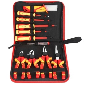 Trusă de scule izolate pentru electricieni KraftDele KD5970 – 11 piese, Protecție 1000V VDE, Oțel CrV, Husă inclusă