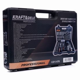 Trusă de scule KraftDele KD10470, 219 piese, cu chei tubulare, biți și accesorii, în valiză pentru atelier și garaj - Img 7