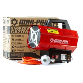 Tun de căldură pe gaz Mar-Pol 30 kW M80928 cu furtun și reductor, pentru încălzirea rapidă a spațiilor de lucru - Img 4