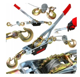 ⚙️ Troliu manual 4 tone cu cablu – winch profesional cu două trepte de viteză, 2,5 m – model XM80741 – Kraft&Dele