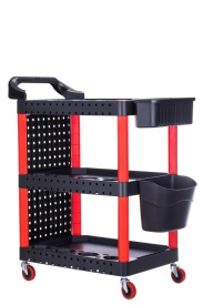 Cărucior de atelier multifuncțional KraftDele KD1076 – 3 rafturi, Perete perforat configurabil, 4 roți pivotante, Profesional - Img 7