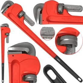 Cheie pentru țevi tip Stillson 1200 mm 48” MaxRom, reglaj melcat, fălci călite din oțel CrV pentru lucrări hidraulice și mecanice - Img 4