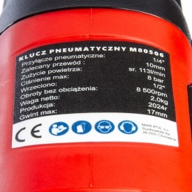 Cheie pneumatică de impact 1/2" Mar-Pol Twin Hammer 1800 Nm, carcasă compozit, pentru service și atelier - Img 6