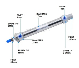 Cilindru pneumatic otel inoxidabil diametru cilindru 16mm cursa de 300mm MA16X300 CH1562 – Kraft&Dele