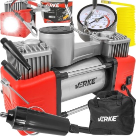Compresor auto 12V MaxRom cu manometru precis, cilindru metalic dublu, furtun 5 m și alimentare la baterie sau priză auto