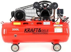 Compresor de aer cu ulei KraftDele KD407, 200L, 2 pistoane, 400V, transmisie pe curea, 8 bar, pentru atelier și aplicații intensive