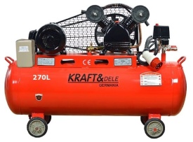 Compresor de aer cu ulei KraftDele KD409, 270L, 5,5 kW, 2 pistoane, 400V, debit 820 l/min, max. 8 bar