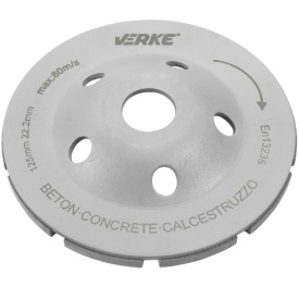 Disc diamantat tip cupă segmentat VERKE 125 mm pentru șlefuirea betonului, pietrei, cărămizii și suprafețelor minerale - Img 9