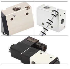 Electrovalva pneumatica 3 cai (o intrare si 2 iesiri) pentru control aer/lichide filet 1/4" NC (Normal-Inchis) 220V 3V210-08 CH147 – Kraft&Dele