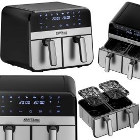 Friteuză cu aer cald fără ulei KraftDele KD4180, 9L, 2500W, 2 compartimente independente, panou tactil LCD - Img 2