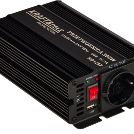 Invertor auto 12V la 230V cu sinus pur KraftDele KD1257, 300W putere continuă, 600W vârf, USB și protecții multiple